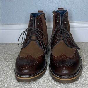Johnston & Murphy Two-Tone Brown Leather Boots